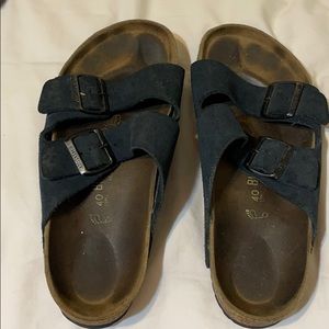 Blue two strap Birkenstock